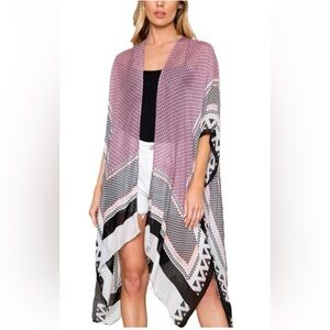 ShopEvelynne Pink and Black Geometric Cardigan